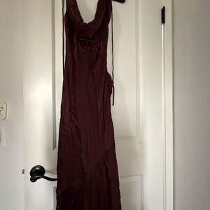 Meshki Deep Burgundy Backless Dress